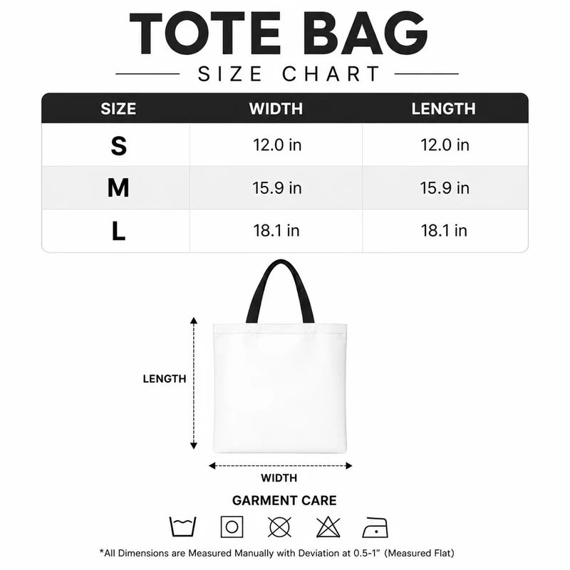 Wisconsin Undead Mascot Tote Bag - Size Chart